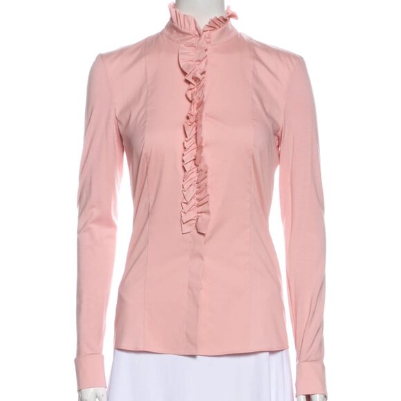 AKRIS PUNTO Mock Neck Long Sleeve Blouse